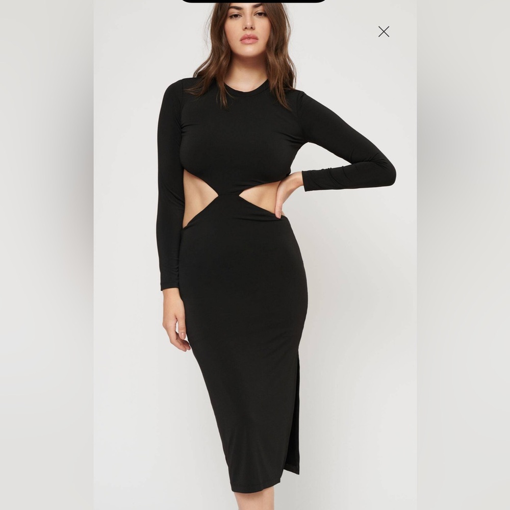 Dynamite Black Long Sleeve Cut-Out Dress